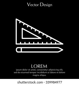 Pencil and ruler line icon