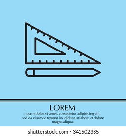 Pencil and ruler line icon