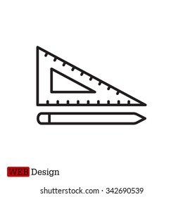 Pencil and ruler line icon