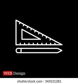 Pencil and ruler line icon