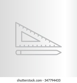 Pencil and ruler line icon