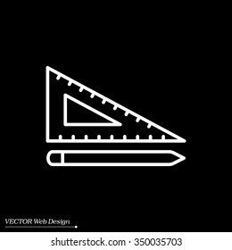 Pencil and ruler line icon