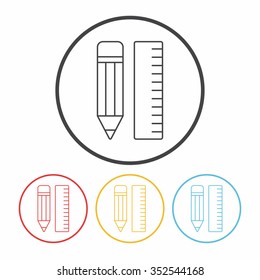 pencil and ruler line icon