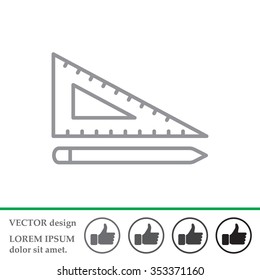 Pencil and ruler line icon