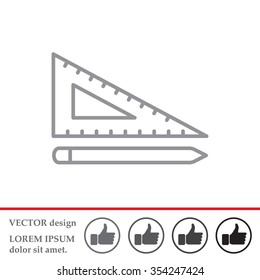 Pencil and ruler line icon