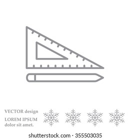 Pencil and ruler line icon