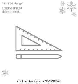 Pencil and ruler line icon