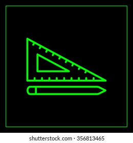 Pencil and ruler line icon