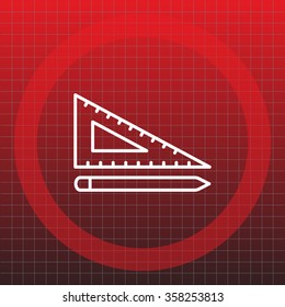 Pencil and ruler line icon