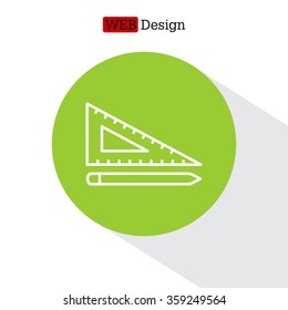 Pencil and ruler line icon