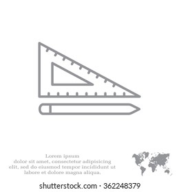 Pencil and ruler line icon