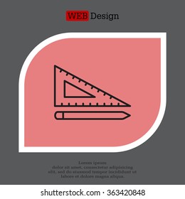 Pencil and ruler line icon