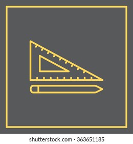 Pencil and ruler line icon