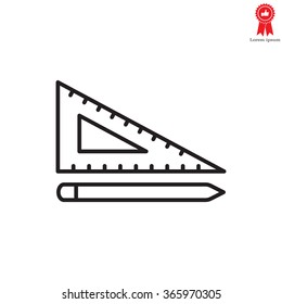 Pencil and ruler line icon