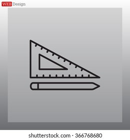 Pencil and ruler line icon