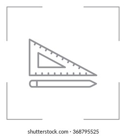 Pencil and ruler line icon