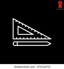 Pencil and ruler line icon