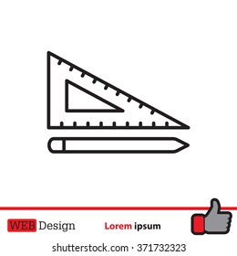 Pencil and ruler line icon