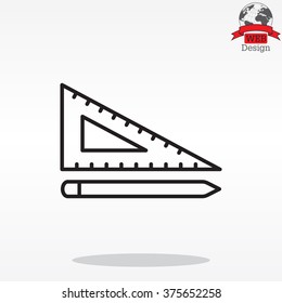 Pencil and ruler line icon