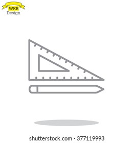 Pencil and ruler line icon