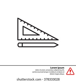 Pencil and ruler line icon
