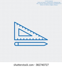 Pencil and ruler line icon