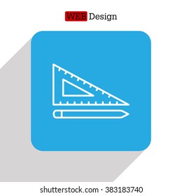Pencil and ruler line icon
