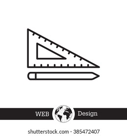 Pencil and ruler line icon