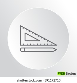 Pencil and ruler line icon