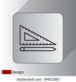 Pencil and ruler line icon