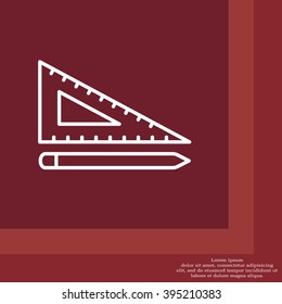 Pencil and ruler line icon