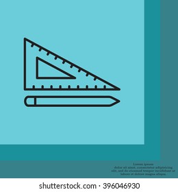 Pencil and ruler line icon