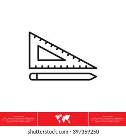 Pencil and ruler line icon
