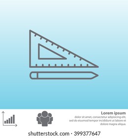 Pencil and ruler line icon