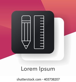 pencil and ruler line icon
