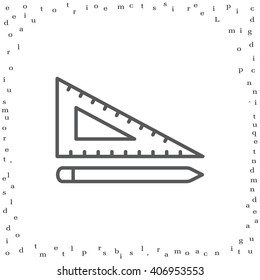 Pencil and ruler line icon