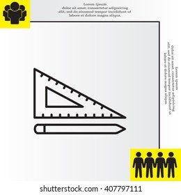 Pencil and ruler line icon