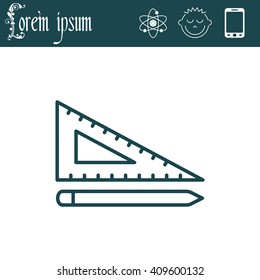 Pencil and ruler line icon