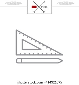 Pencil and ruler line icon