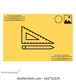 Pencil and ruler line icon