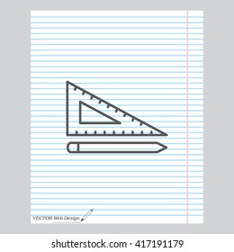 Pencil and ruler line icon