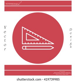Pencil and ruler line icon