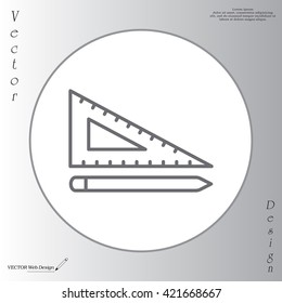 Pencil and ruler line icon