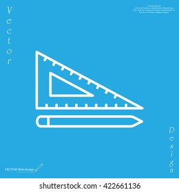 Pencil and ruler line icon