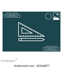 Pencil and ruler line icon