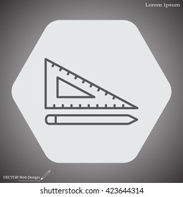 Pencil and ruler line icon