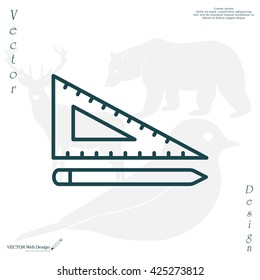 Pencil and ruler line icon