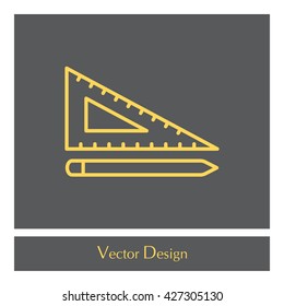 Pencil and ruler line icon