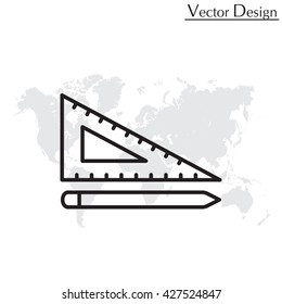 Pencil and ruler line icon