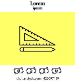 Pencil and ruler line icon
